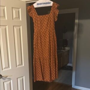 Madewell Brown and Orange Slit Maxi Sundress